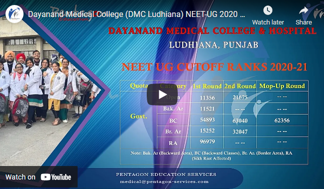 Dayanand Medical College Ludhiana NEET Cutoff Ranks 2020-21